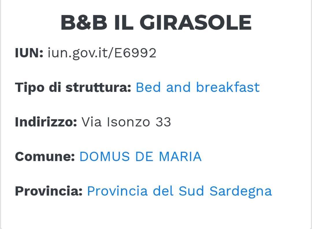 Il Girasole Bed & Breakfast Domus De Maria Ngoại thất bức ảnh